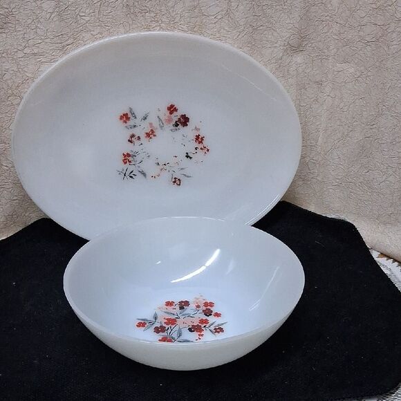 2 pc. set Fire King Primrose platter and bowl made by Anchor Hocking - Picture 1 of 9